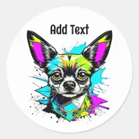 Chihuahua Cyberpunk style Art Personalized Classic Round Sticker