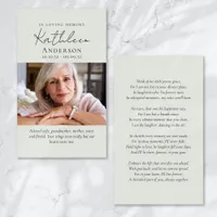 In Loving Memory Script Funeral Prayer Card