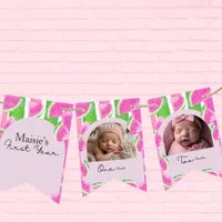 Custom Watermelon 1st Birthday 12 Photo Bunting Flags