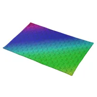 Floral Blue Green Rainbow Gradient Diagonal Blend Cloth Placemat