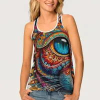 Mystic Boho Feline Mandala Tank Top