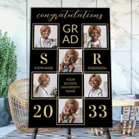 Elegant 6 Photo Personalized Black Gold Graduation Foam Board