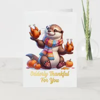 Thankful Otter Foil Greeting Card