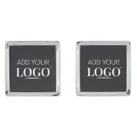 Black Modern Customizable Logo Corporate Branding Cufflinks