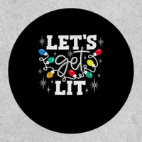 Let's Get Lit Drinking Santa Hat Christmas Lights  Patch