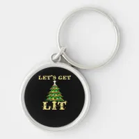 Let's Get Lit Funny Christmas Drinking Classic Keychain