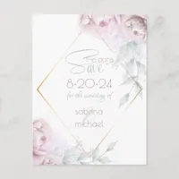 Save the Date | Rose Blush Cream  Watercolor Peony Postcard