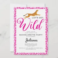 Pink Let's Get Wild Coogar Leopard Bachelorette Invitation