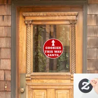 Cookies This Way Santa Arrow Red White Christmas Window Cling