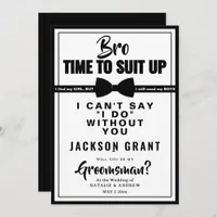 Classic Black & White Tuxedo Suit Up Groomsman Invitation