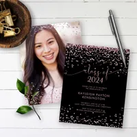 BUDGET Black Rose Gold Pink Glitter Graduation