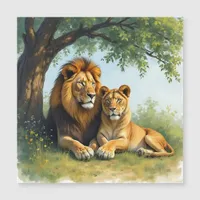 Lion and Lioness Side by Side under Tree