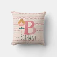 Blush Pink Ballerina Monogram B – Personalized Art Throw Pillow
