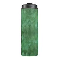 Iridescent Green Vintage Harlequin Pattern Thermal Tumbler