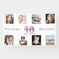 Birthday party photo collage girl white banner