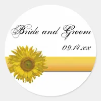 Yellow Sunflower Stripe Wedding Envelope Seals