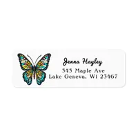 Personalized Colorful Stained Glass Butterfly Label