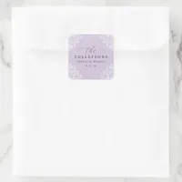 Elegant Lavender Purple Wedding Classic  Square Sticker