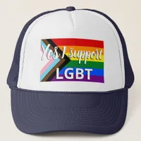 Progress Pride Flag I support LGBT  Trucker Hat