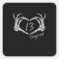 Heart Skeleton Hand Classic Square Sticker