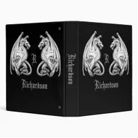 Personalized Winged Dragons 3 Ring Binder