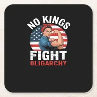 No King Patriotic Freedom No Kings In America Vint Square Paper Coaster