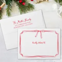 Whimsical Christmas | Red Festive Bow Holiday Card Envelope