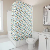 Green Yellow Blue Butterflies and Flowers Shower Curtain