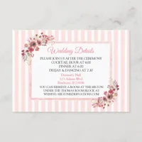 Mauve Pink Flowers Wedding Detail Card