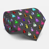 Jockey Horse Racing Pattern Grey Neck Tie