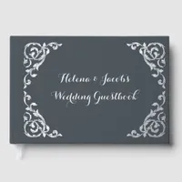 Elegant Formal Charcoal Grey Wedding Guestbook