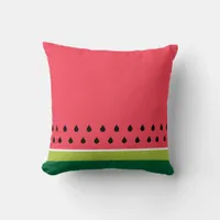 Summer Coral Pink Green Watermelon Fruit Stripes Throw Pillow