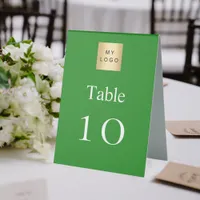 Green white business logo table number table tent sign
