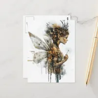 Beautiful Dandelion Fairy Glitch Postcard