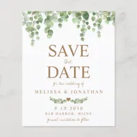 Budget Botanical Foliage Save The Date Postcard