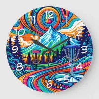 Psychedelic Disc Golf Course Large Clock