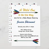 Faux Gold A Wild One Tribal Arrow Baby Shower Card