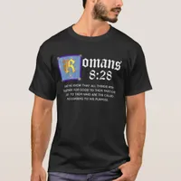 Romans 8 28 Blue Gold Illuminated Biblical Quote T-Shirt