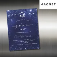 Graduation party navy blue sparkles luxury 2025 magnetic invitation