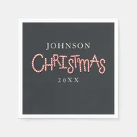 Candy Cane Typography Christmas Party Napkins