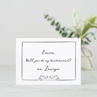 Timeless Swan Black & White Bridesmaid Proposal Thank You Card