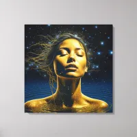 Ethereal Woman Meditating Under the Stars Canvas Print