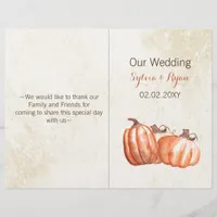 watercolor pumpkins bi fold Wedding program