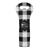 Wild Wonderful Christmas Black Buffalo Plaid ID604 Wine Bag