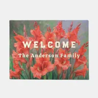 Gladioli Elegant Floral Red Garden Blooms Welcome Doormat