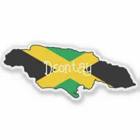 Jamaican Flag Island Shape Custom Name Sticker