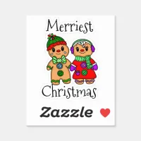 Cute Gingerbread Couple Holding Hands Christmas   Sticker