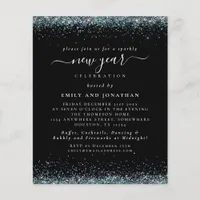 PAPER | Blue Glitter Black New Years Eve Invite