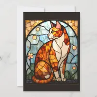 Stained Glass Style Orange and White Cat Flat Card