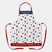 Christian America Patriotic Red White Blue Stars Apron